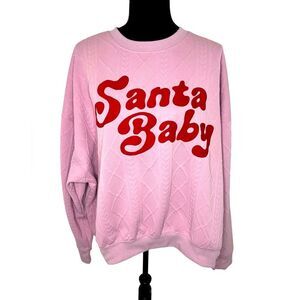 NWT GRAYSON THREAD UGLY CHRISTMAS SWEATER PINK FESTIVE SANTA BABY SWEATER